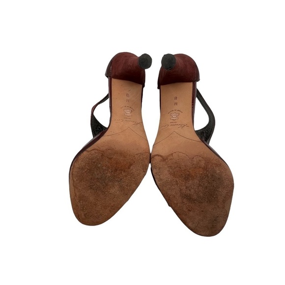 Kenneth Cole Patent Red Suede Jeweled Open Toe Heeled Sandals Size 8 Women’s - Picture 8 of 8